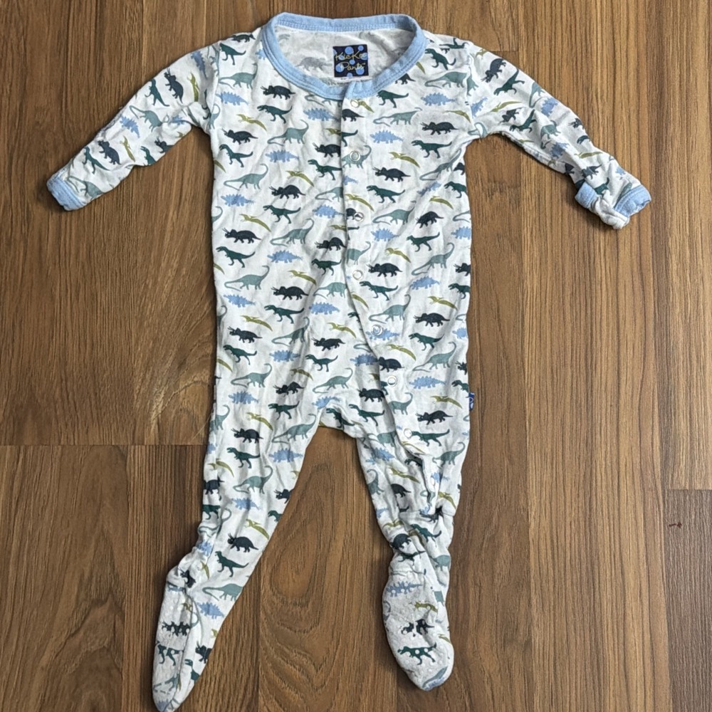 Kickee Pants Baby Boys 0-3 Months Dinosaur Footie Sleeper Pajamas VGC